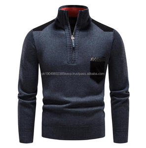 New Men Waterproof Embroidered 100% Cotton Hooded Zipper <b>Neck</b> Long Sleeve Pullover Sweater Autumn Winter Outerwear - Product Image 6