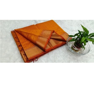Sari en soie et coton Maheshwari léger, tissé à la main, style ethnique traditionnel, pour femme - Product Image 1
