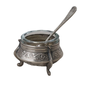 Cuenco de Metal Antiguo Hecho a Mano de la India, Cuenco para Azúcar y Sal para el Hogar, Hotel, Restaurante, Vajilla Decorativa - Product Image 1