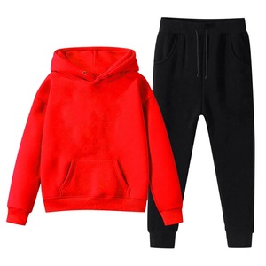 Sudadera con capucha para niños y pantalones de chándal Trajes de dos piezas Conjuntos de ropa de otoño e invierno Chándal con capucha de color sólido Trajes de 2 piezas - Product Image 4