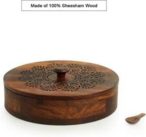 Luxury Handmade <b>Wooden</b> <b>Spice</b> Box Round Shape <b>Wooden</b> Container Box Masala Box <b>Spices</b> <b>Rack</b> for Kitchen Restaurant BY HF CRAFTS - Product Image 6