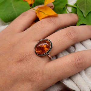 Anillo fino de estilo clásico de Plata de Ley 925 hecho a mano, bisel de piedras preciosas de ámbar Báltico Natural, ajuste de corte ovalado para compromiso - Product Image 5