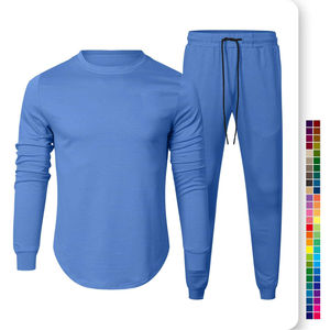 Venta al por mayor de chándales de algodón de peso pesado liso para hombre, chándal personalizado gimnasio Jogger conjunto de dos piezas para Mem ropa informal - Product Image 2