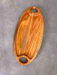 Bandeja DE SERVICIO DE MADERA ovalada de calidad superior 100%-Vajilla duradera apta para lavavajillas para cocina y sala de estar para alimentos y bebidas - Product Image 2