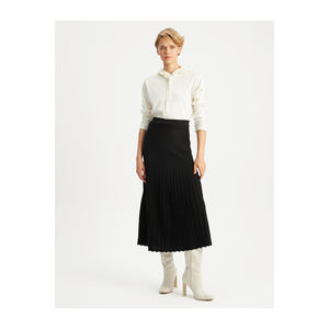 BGN WOOL BLEND PLEATED LOOK MIDI KNITWEAR <b>SKIRT</b> for <b>WOMEN</b> From TURKEY - Product Image 1