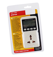 OEM vatímetro enchufable diseño de enchufe LCD de alta calidad medidor de consumo de energía función de alarma medidor de potencia digital