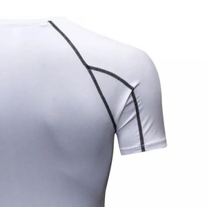 เสื้อรัดรูปของผู้ชายเสื้อออกกำลังกายแขนสั้นผ้าฝ้าย100% ออกแบบได้ตามที่ต้องการ - Product Image 4