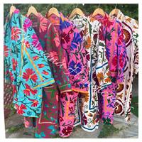 Chaqueta Suzani Bordada a Mano de Algodón Indio para Mujer, Prenda Única para Fiestas, Chaqueta Estilo Occidental