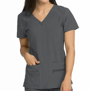 Venta al por mayor bajo MOQ uniforme médico mujeres de manga corta elástico uniforme superior ecológico poliéster algodón - Product Image 5