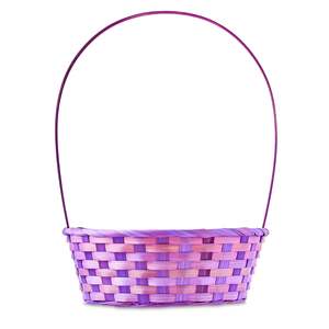 Elegant High Quality Purple Round Bamboo <b>Basket</b> Handle Eco-Friendly Easter Holiday Supplies for Fruits Vegetables Easter <b>Eggs</b> - Product Image 2