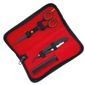 Salon Hair Cutting Scissors <b>Set</b> Home Hair Cutting <b>Barber</b> Thinning Shears Kit With Shaving Razor and Comb - Product Image 5