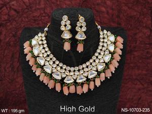 Đẹp Fancy thiết kế đảng mặc kundan đồ trang sức cao mạ vàng Đảng mặc Choker Necklace Set - Product Image 3