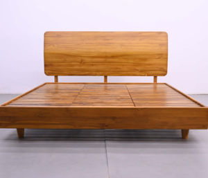 Lit King-Size Classique en Bois de Teck, Ensemble de Planches en Bois Massif, Design Européen Moderne et Chinois, Durable et Confortable pour Chambre à Coucher et Hôtel - Product Image 1