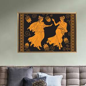 ภาพพิมพ์ศิลปะบนผืนผ้าใบลายดอกไม้ รูปเด็กหญิงกรีกโบราณที่สง่างามในชุดทูนิกส์ 1P: กรอบสีทอง - Product Image 1
