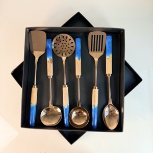 Couverts en acier inoxydable avec manche en bois de résine, coffret cadeau noir, couverts personnalisés, ensemble de couverts, vente la plus populaire - Product Image 4