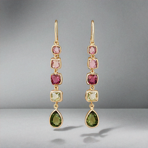 ต่างหูแบบยาวหลากสีสำหรับผู้หญิงและผู้หญิงต่างหูเงินสเตอร์ลิง925ชุบทอง18K - Product Image 2