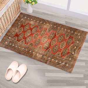 Alfombra Turca Roja: Patrón Tribal Azteca Geométrico, Alfombra Clásica Suave y Gruesa, Alfombra Suave No Tejida - Product Image 4