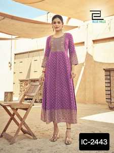 Indian Traditional Wear Long Anarkali Gowns with Embroidery Work Printed Fancy Wedding Wear Kurtis with Low Price Casual Wear - Product Image 5