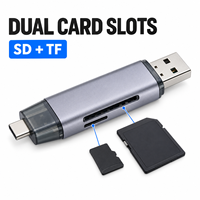 Lecteur de cartes SD TF USB-C en alliage d'aluminium compact pour tablette, ordinateur portable, smartphone, sauvegarde photo