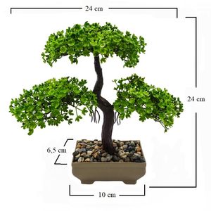 Pino giapponese Bonsai albero artificiale elegante verde piccola pianta finta decorazione per la casa/l'ufficio senza manutenzione - Product Image 2