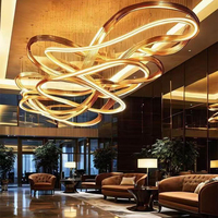 Lustre suspendu en cristal/verre LED de design moderne et luxueux, à hauteur réglable, pour hall d'hôtel