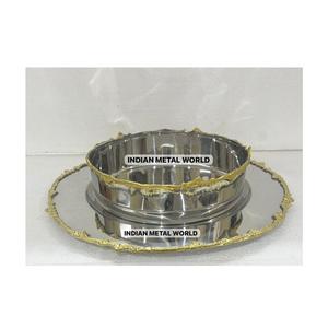 Bol de service rond en chocolat Boarder doré élégant Plateau de serveur sucré Vaisselle Bol à chocolat pour les fêtes de mariage à l'hôtel - Product Image 2