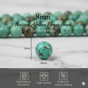Cuentas Sueltas al por Mayor Beadsnfashion, Piedra Facetada de 8mm, Turquesa Africana Natural, Hilo de Piedras Preciosas para Collar y Pulsera - Product Image 3
