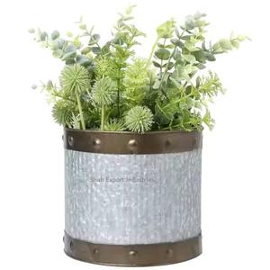 Maceta de flores de Metal de grado galvanizado redondo de alta calidad para jardín, hogar, Patio, uso en oficina, precios al por mayor - Product Image 1