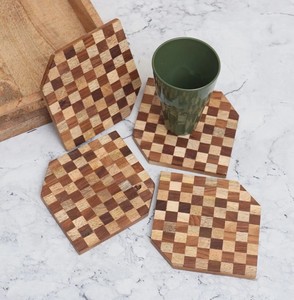 ชุดที่รองแก้วไม้ลายตารางรูปแบบสวยงามจานรองแก้วไม้ธรรมชาติทันสมัยสำหรับบ้านห้องครัวสำนักงานตกแต่งโต๊ะ - Product Image 2