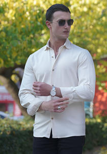 Camisa de Vestir Formal de Manga Larga para Hombre, 100% Algodón Oxford, Estilo Casual de Negocios, Color Sólido, Secado Rápido, Transpirable, Corte Ajustado, Otoño 2025 - Product Image 4