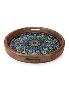 Bandeja rectangular de madera hecha a mano con estampado de búho en esmalte - sensación de lujo - decoración para la mesa - Product Image 3