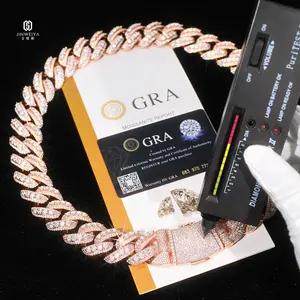Nueva Cadena Cubana de Lujo HipHop de 22mm con Moissanita Iced Out, Plata de Ley S925 Bañada en Oro Rosa, Eslabones Elevados, para Hombre, Estilo Bling - Product Image 4