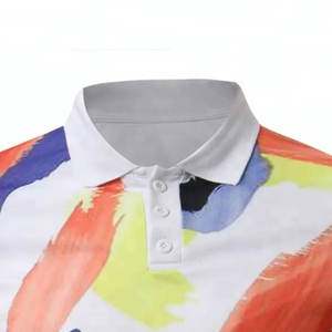 Polo de performance pour homme |   Impression par sublimation artistique à traits de pinceau multicolores blancs |   Haut de sport respirant et créatif - Product Image 3