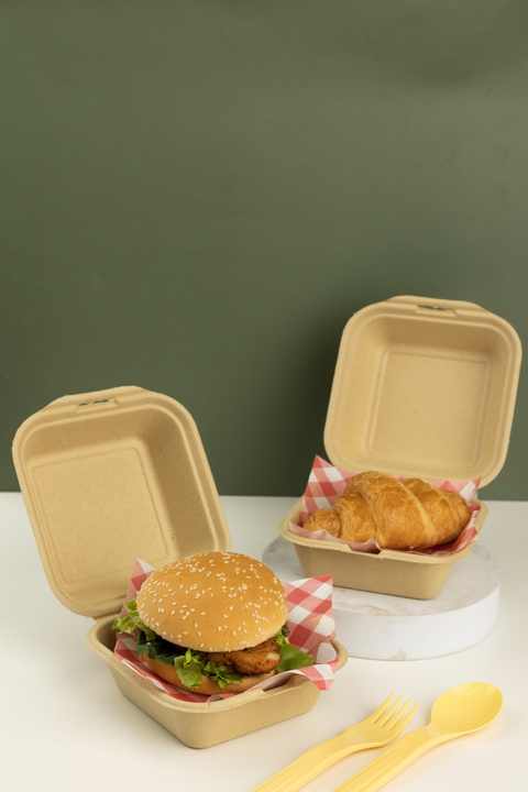 Wholesale Disposable 6" X 6" Hinged Container for Food Packaging From Factory Thailand