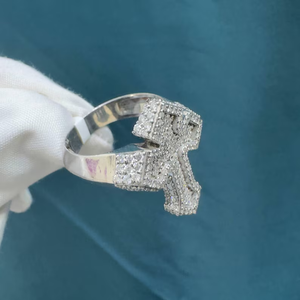 Anillo de cóctel de lujo con diseño cruzado de moissanita, plata de ley 925 chapada en rodio, estilo hip hop, llamativo, para festivales, colgante. - Product Image 4