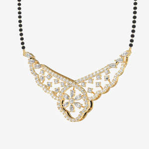 Mangalsutra en or 14 carats pour femmes avec diamant cultivé en laboratoire, bijoux culturels de collection - Product Image 2
