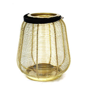 Gold Metal Wire Candle Holder <b>Lantern</b> Set Modern Geometric <b>Tealight</b> Holder for Home Wedding Party and Table Decoration - Product Image 1