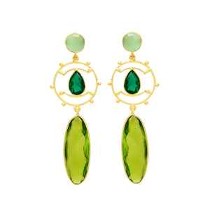 New Arrival Peridot Hydro, <b>Emerald</b> Hydro and Aqua Chalcedony Gemstone <b>Earring</b> - Product Image 1