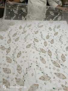 Tissu perlé de luxe de haute qualité avec Zircon fait à la main 100% Polyester meilleur prix exportation du fournisseur indien pour la fabrication de vêtements - Product Image 2