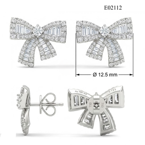 Vente en gros de magnifiques boucles d'oreilles tendance en or blanc massif 18 carats plaqué or, avec diamants véritables, 148 pièces, 1,44 carat, taille baguette - Product Image 2
