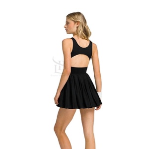 Uniforme de tennis personnalisé de haute qualité, vêtements de sport de couleur unie, robe d'équipe, nom de l'équipe, respirant, évacuation de l'humidité, jupe avant pour femmes - Product Image 3