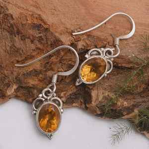 Boucles d'oreilles en citrine, pierre précieuse, argent sterling 925, bijoux faits à la main, cadeau de naissance de novembre pour femmes - Product Image 6