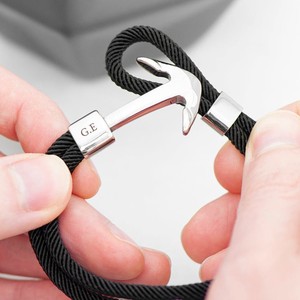 Pulsera de ancla Náutica de cuerda negra personalizada, regalos - Product Image 2
