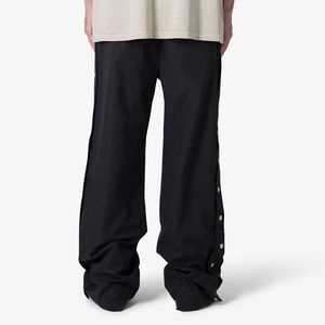 Men Custom Side Button up Wholesale Streetwear <b>Cargo</b> <b>Pants</b> <b>Oversized</b> Fit Baggy Wide Leg Plain Black Track <b>Pants</b> - Product Image 4