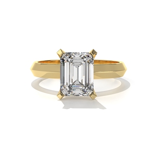 Juego de puntas de oro macizo de 18 quilates, corte esmeralda de lujo, 4 garras, anillos de boda minimalistas solitarios para su fiesta romántica, ropa de laboratorio cultivada - Product Image 4