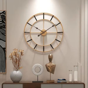 Reloj de pared de hierro de calidad premium con acabado negro y dorado utilizado para la decoración del hogar con logotipo personalizado - Product Image 1