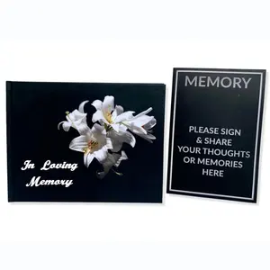 Custom Case Bound Celebration Life Funeral Guest Book for Memorial Service Sign In Guestbook with Table Card
