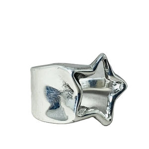 Anillo ajustable abierto de fábrica de joyería al por mayor Plata de Ley 925 sólida Anillo de estrella de diseño creativo superventas Anillo de estilo gitano - Product Image 1