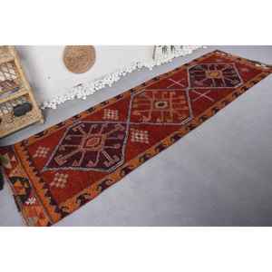 Alfombra ecológica clásica roja naranja Vintage de lana turca de 2,9 m X 10,3 M tejido plano diseño de retazos comedor de espesor medio - Product Image 2