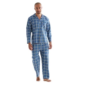 Ensembles de pyjama d'été pour hommes en polyester/coton doux, respirants et à séchage rapide, haut à manches courtes et pantalon, couleurs personnalisables, vente en gros - Product Image 1
